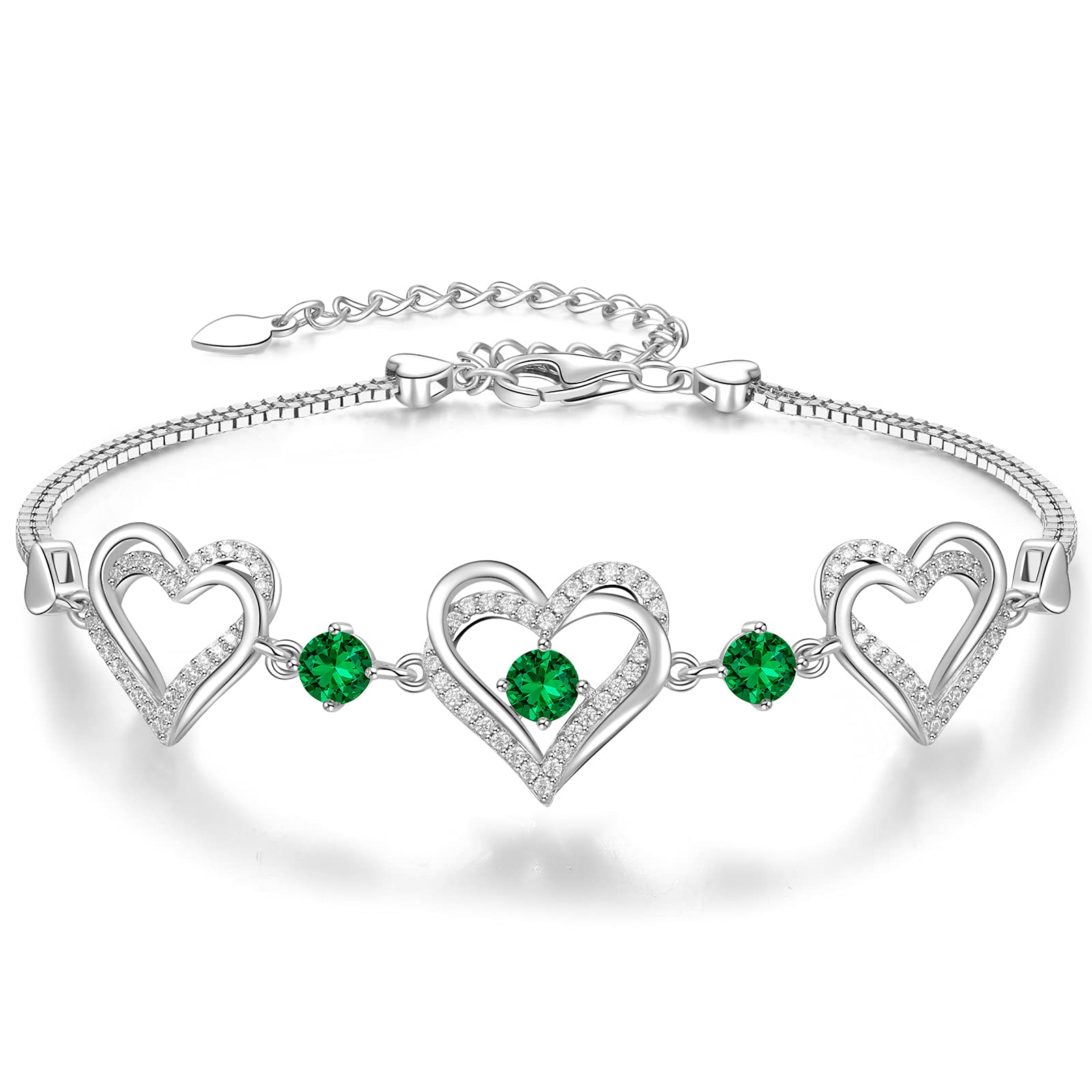 Customizable Birthstone Bracelet with Adjustable Center Buckle. For Mom, Wife, Daughter