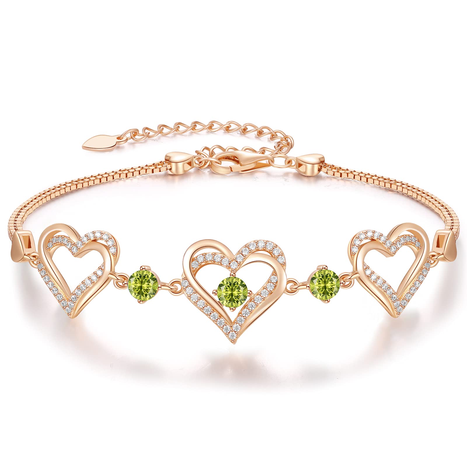 Customizable Birthstone Bracelet with Adjustable Center Buckle. For Mom, Wife, Daughter